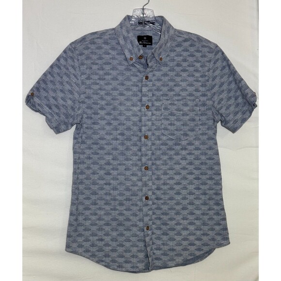 Ben Sherman Other - Ben Sherman Short Sleeve Button Down Shirt Blue Pattern Cotton Stretch Size S